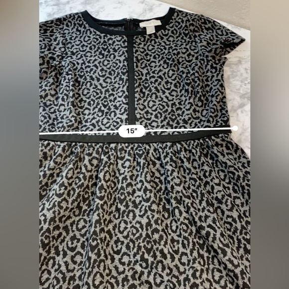 Loft Black & Gray Leopard Print Fit & Flare Dress Size 0 XSmall - Picture 12 of 17